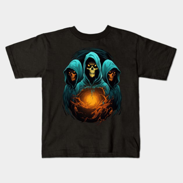 The Hooded Haunt Kids T-Shirt by TooplesArt